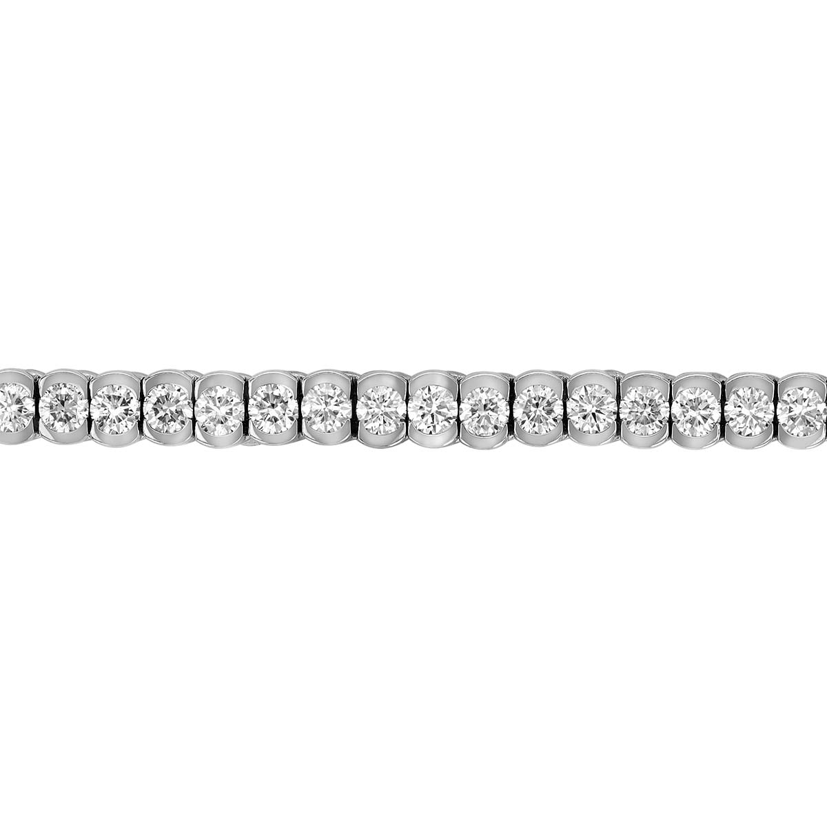 Diamond Half Bezel Tennis Bracelet in White Gold, 6.10 aptw